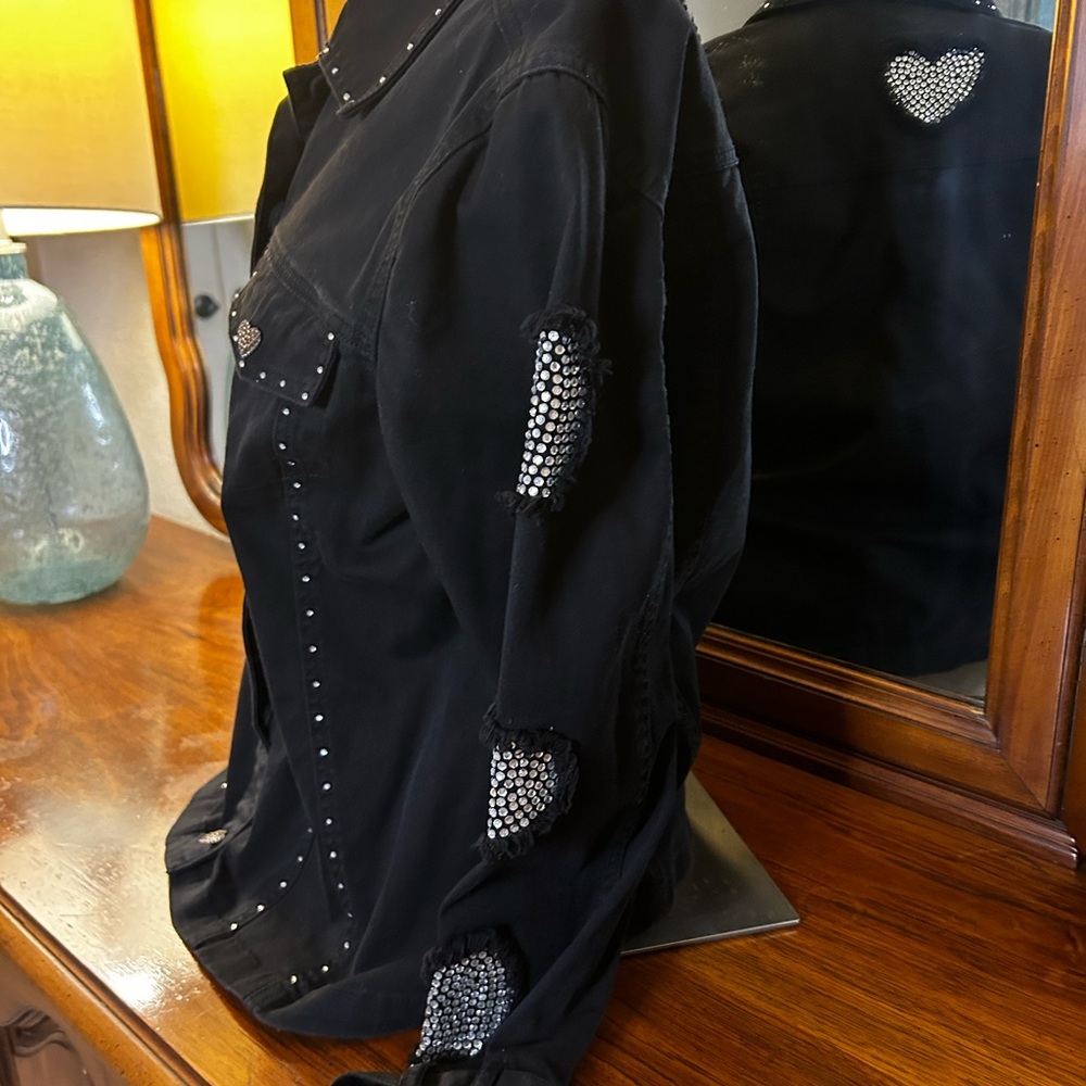 Quacker Factory vintage black denim heart jacket. Size M. - Picture 4 of 8